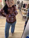 Brown Multi-Print Sweater