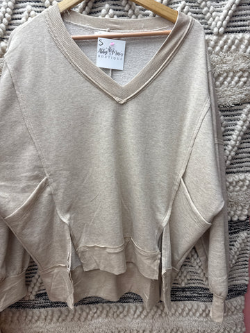 Oatmeal High-Low Sweater