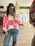 Pink Checkered Sweater