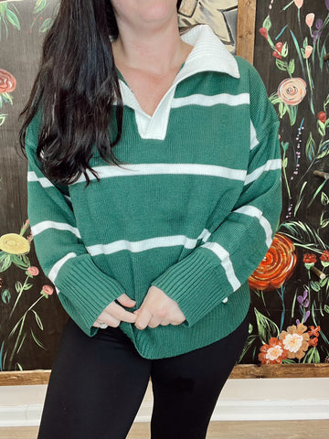 Striped Green Collard Top