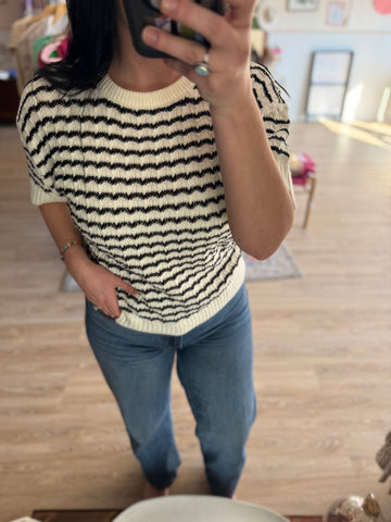 Black Striped Knit Sweater