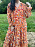 Orange Floral Maxi Dress