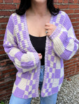 Purple Checkered Cardi