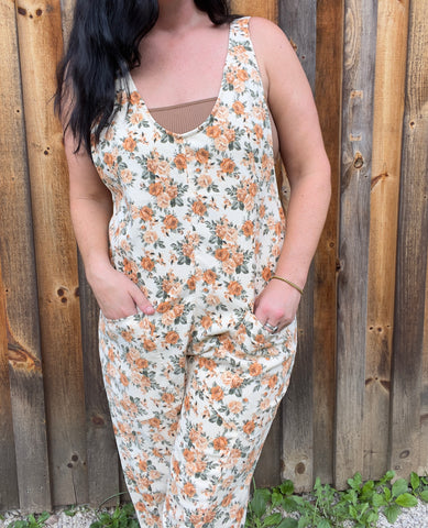 Floral Print Overalls
