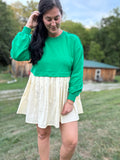 Green Color Block Dress