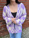 Purple Checkered Cardi