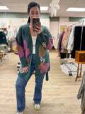 Hunter Green Floral Cardi
