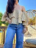 Khaki Off-Shoulder Top