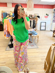 Printed Gauze Ruffle Pants