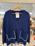 Navy Button Sweater