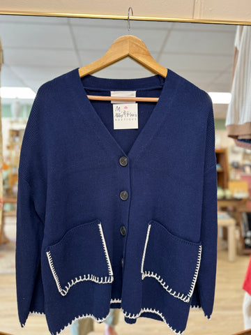 Navy Button Sweater