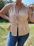 Taupe Tie Top