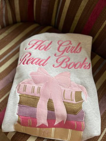 Hot Girls Read Books Crew Sweater by Happy Camper
