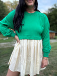 Green Color Block Dress