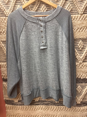 Teal Button Top