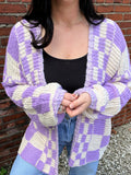 Purple Checkered Cardi