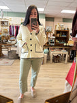 Beige Button Front Pocket Sweater