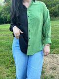 Green/Black Crinkle Top