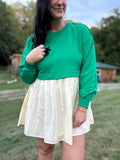 Green Color Block Dress