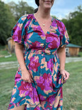 Teal Floral Maxi Dress