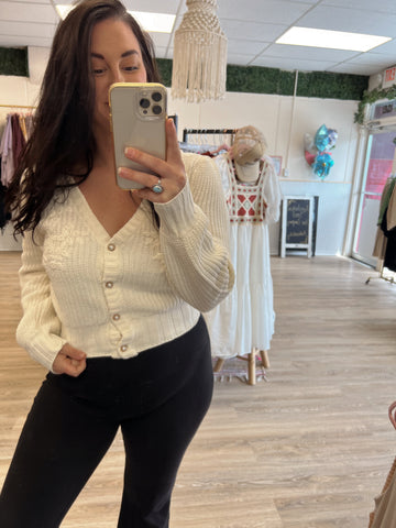 Cream Detailed Sweater