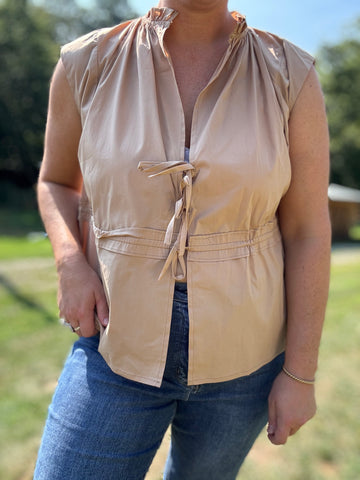 Taupe Tie Top