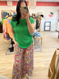 Printed Gauze Ruffle Pants