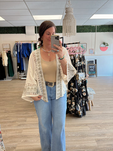 Cream Embroidered Cardi