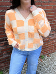 Peach Checkered Cardi