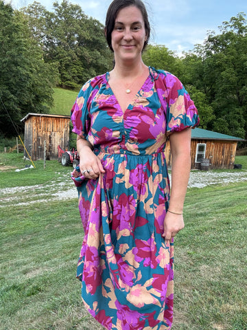 Teal Floral Maxi Dress