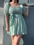 Sage Crochet Mini Dress