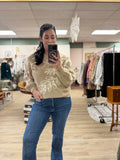 Taupe Fuzzy Floral Sweater