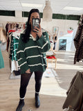 Striped Green Collard Top