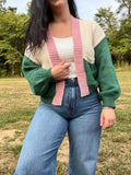 Pink Color Block Sweater