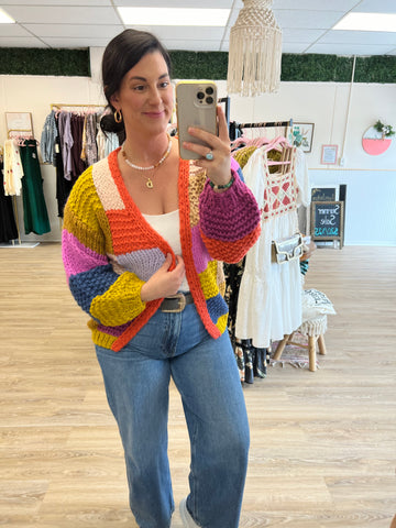 Color Block Knit Cardigan