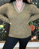 Olive Mix V-Neck Sweater