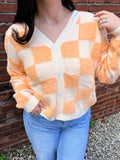 Peach Checkered Cardi