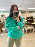 Green Button Oversized Top