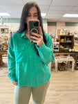 Green Button Oversized Top
