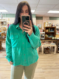Green Button Oversized Top