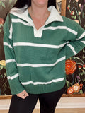 Striped Green Collard Top