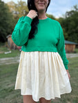 Green Color Block Dress