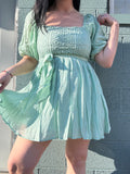 Sage Crochet Mini Dress