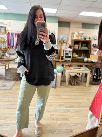 Black Color Block Top