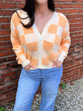 Peach Checkered Cardi