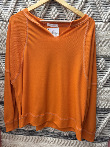 Orange Ribbed Top