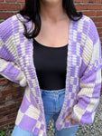 Purple Checkered Cardi