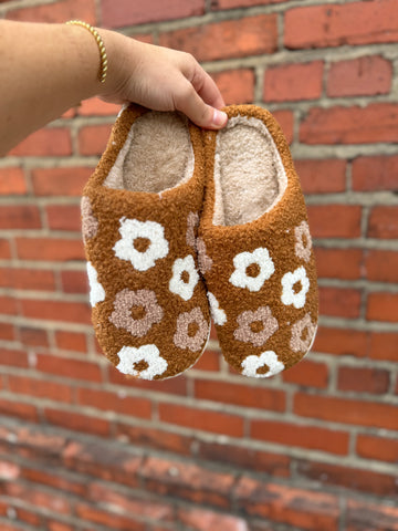 Mocha Floral Slippers