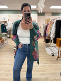 Hunter Green Floral Cardi