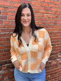 Peach Checkered Cardi